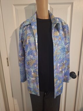 Light Blue & Lavender Watercolor Print Jacket